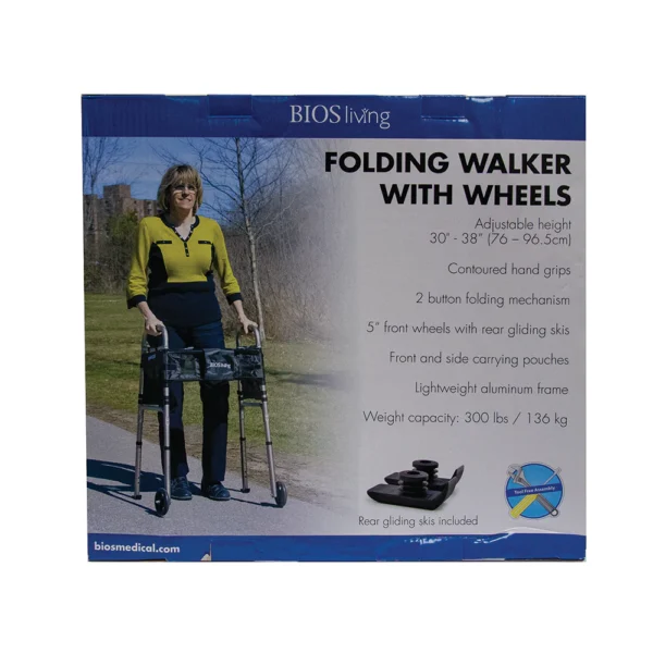 Deluxe Folding Walker with Wheels