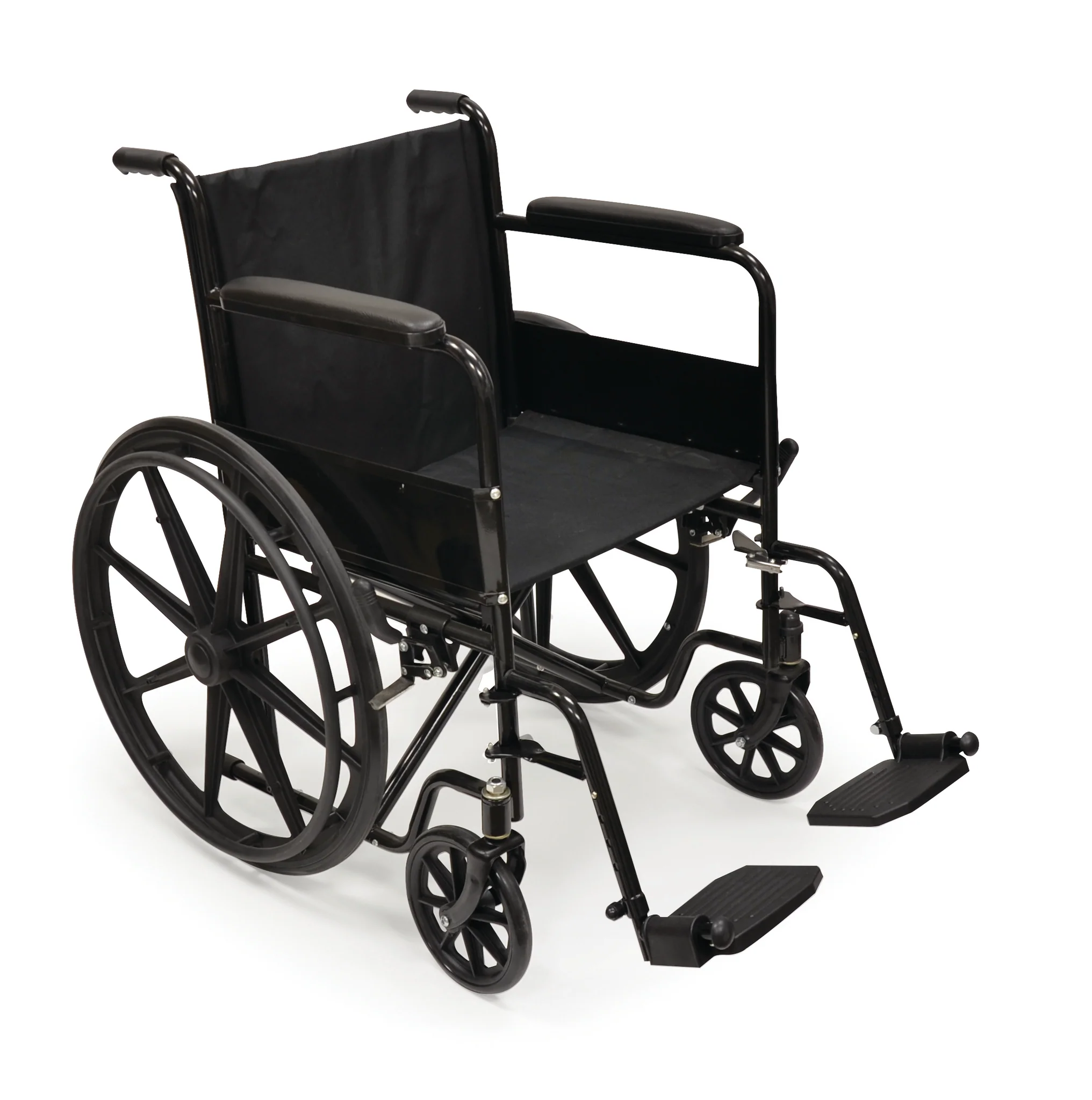EQUIPMED Portable Wheelchair Folding Lightweight Wheel Chair 24 Inch 136kg  Capacity, Black