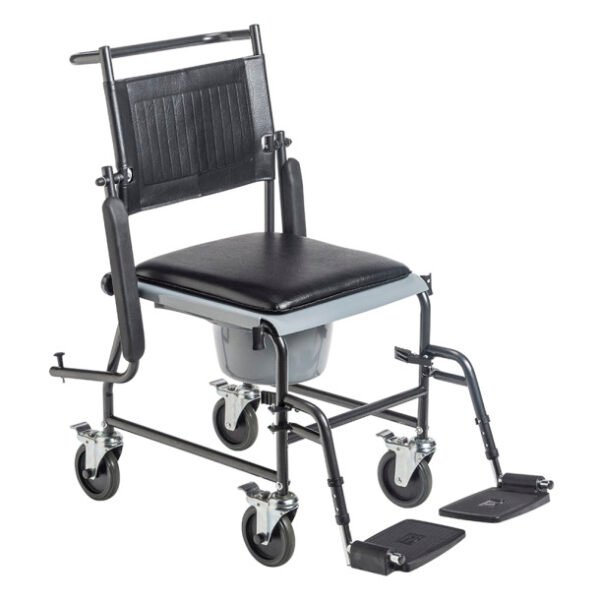 Drive Medical Upholstered Drop Arm Wheeled Commode